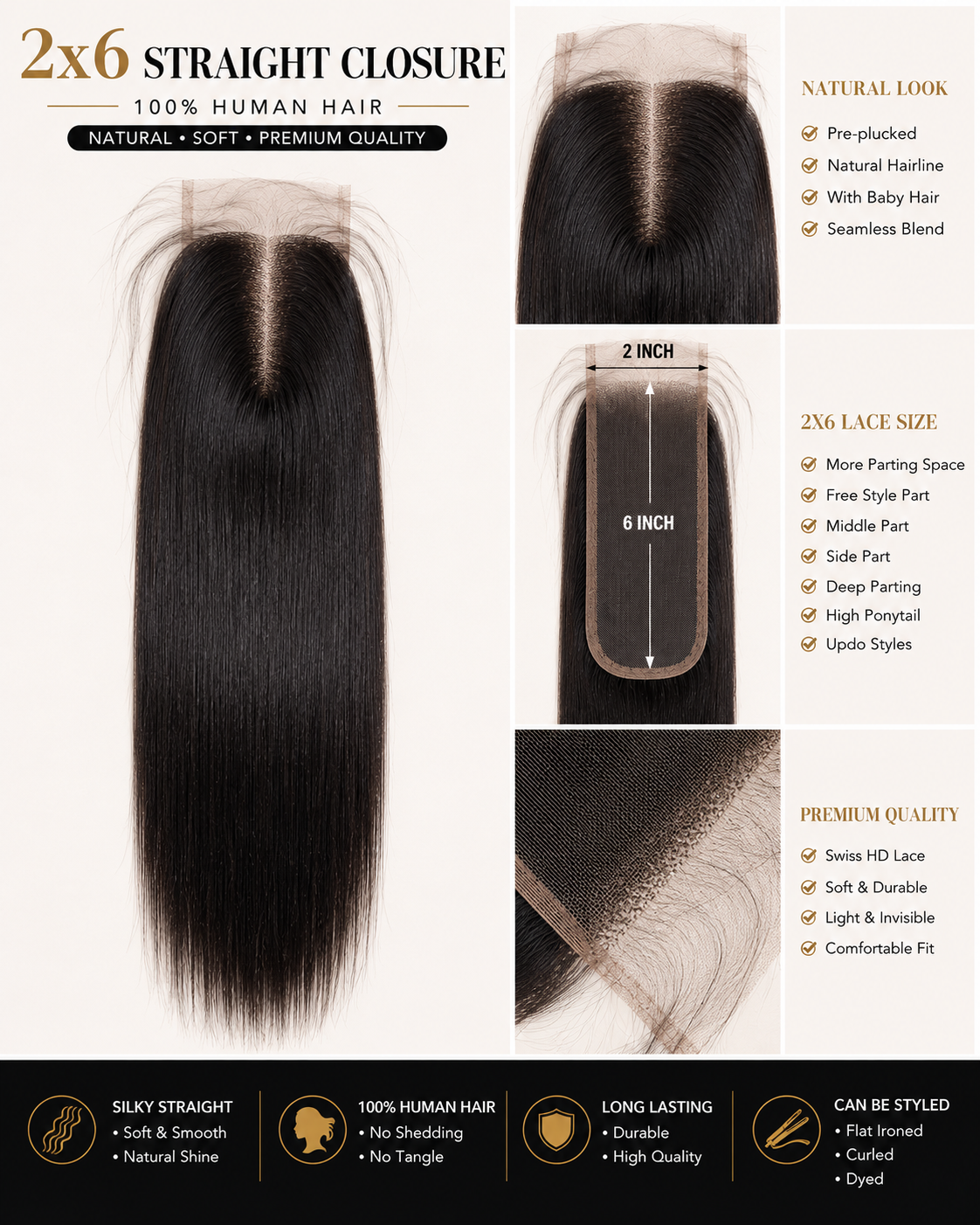 Vietnamese Straight 2x6 Lace Closure