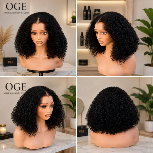 12" Kinky Curly Human Hair Wig| Lagos Hairline