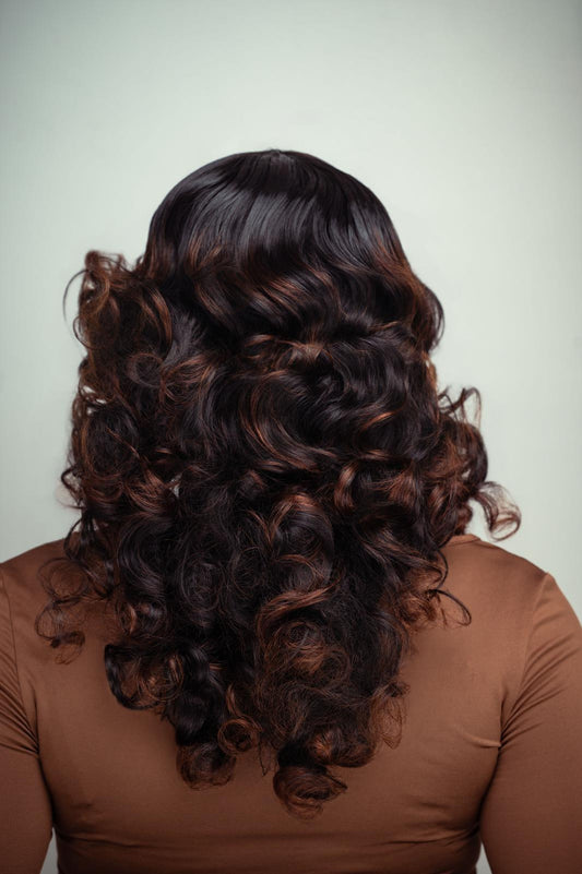 Fringe Bouncy Curly Wig/ 22 Inches /T4/33 (Rich Brown Ombre)